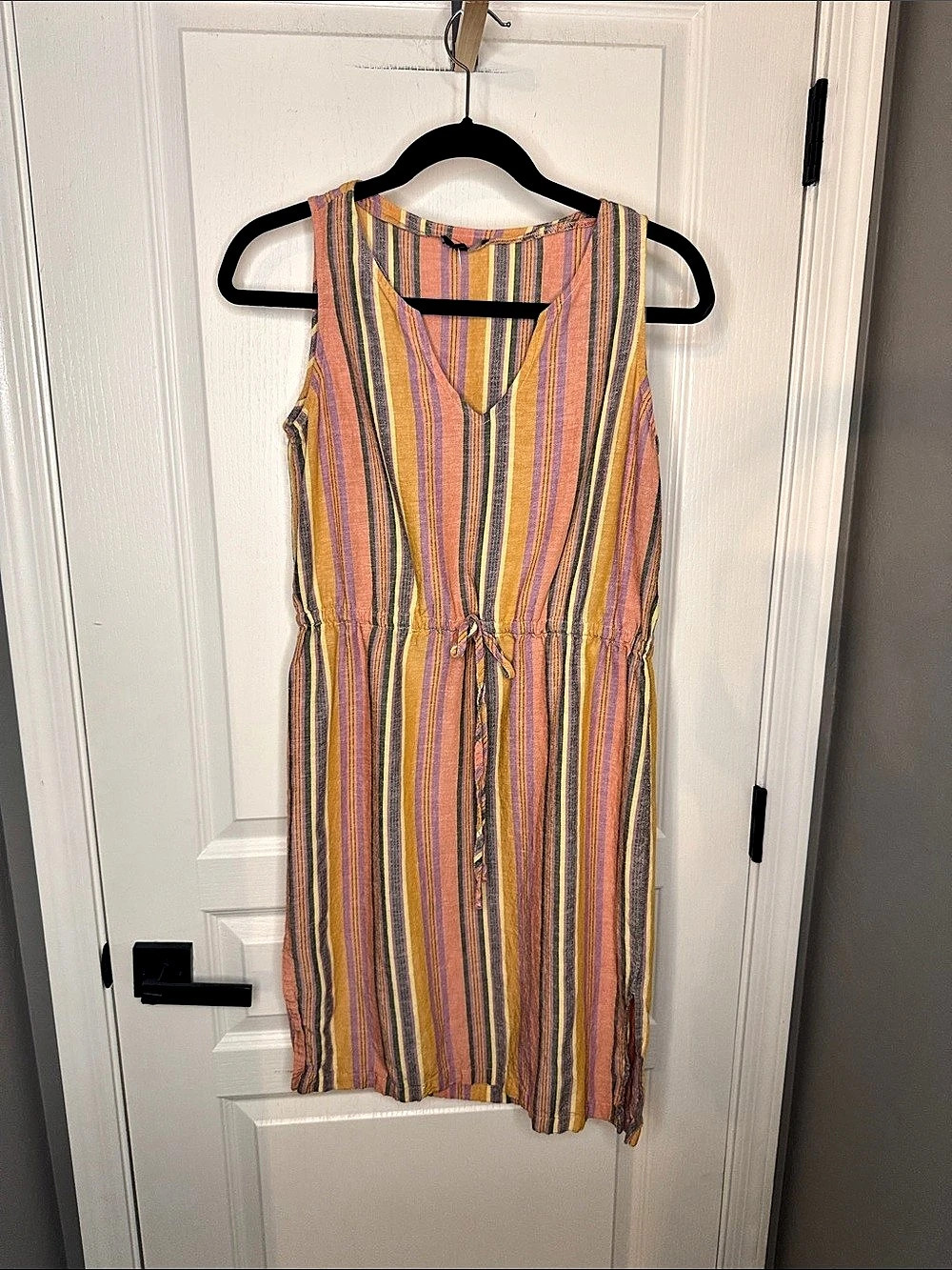 Drew Striped Midi Dress in Pink & Purple Size Small Like New